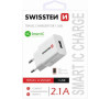 SWISSTEN SÍŤOVÝ ADAPTÉR SMART IC 1x USB 2,1A POWER BÍLÝ