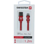 DATOVÝ KABEL SWISSTEN TEXTILE USB / LIGHTNING MFi 1,2 M ČERVENÝ