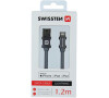 DATOVÝ KABEL SWISSTEN TEXTILE USB / LIGHTNING MFi 1,2 M ŠEDÝ