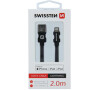 DATOVÝ KABEL SWISSTEN TEXTILE USB / LIGHTNING MFi 2,0 M ČERNÝ