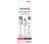 DATOVÝ KABEL SWISSTEN TEXTILE USB / LIGHTNING MFi 2,0 M STŘÍBRNÝ