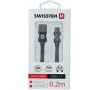 DATOVÝ KABEL SWISSTEN TEXTILE USB / USB-C 0,2 M ŠEDÝ