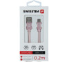 DATOVÝ KABEL SWISSTEN TEXTILE USB / USB-C 0,2 M RŮŽOVO/ZLATÝ