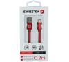 DATOVÝ KABEL SWISSTEN TEXTILE USB / USB-C 0,2 M ČERVENÝ