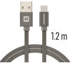 DATOVÝ KABEL SWISSTEN TEXTILE USB / USB-C 1,2 M ŠEDÝ