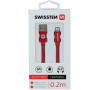 DATOVÝ KABEL SWISSTEN TEXTILE USB / LIGHTNING 0,2 M ČERVENÝ