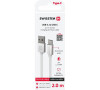 DATOVÝ KABEL SWISSTEN TEXTILE USB / USB-C 2,0 M STŘÍBRNÝ