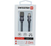 DATOVÝ KABEL SWISSTEN TEXTILE USB / USB-C 2,0 M ŠEDÝ
