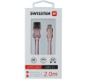 DATOVÝ KABEL SWISSTEN TEXTILE USB / USB-C 2,0 M RŮŽOVO/ZLATÝ