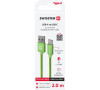 DATOVÝ KABEL SWISSTEN TEXTILE USB / USB-C 2,0 M ZELENÝ