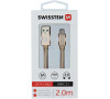 DATOVÝ KABEL SWISSTEN TEXTILE USB / USB-C 2,0 M ZLATÝ