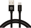 DATOVÝ KABEL SWISSTEN TEXTILE USB / USB-C 3,0 M ČERNÝ
