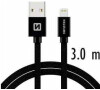 DATOVÝ KABEL SWISSTEN TEXTILE USB / LIGHTNING 3,0 M ČERNÝ
