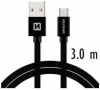 DATOVÝ KABEL SWISSTEN TEXTILE USB / MICRO USB 3,0 M ČERNÝ