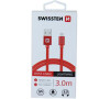 DATOVÝ KABEL SWISSTEN TEXTILE USB / LIGHTNING 3,0 M ČERVENÝ