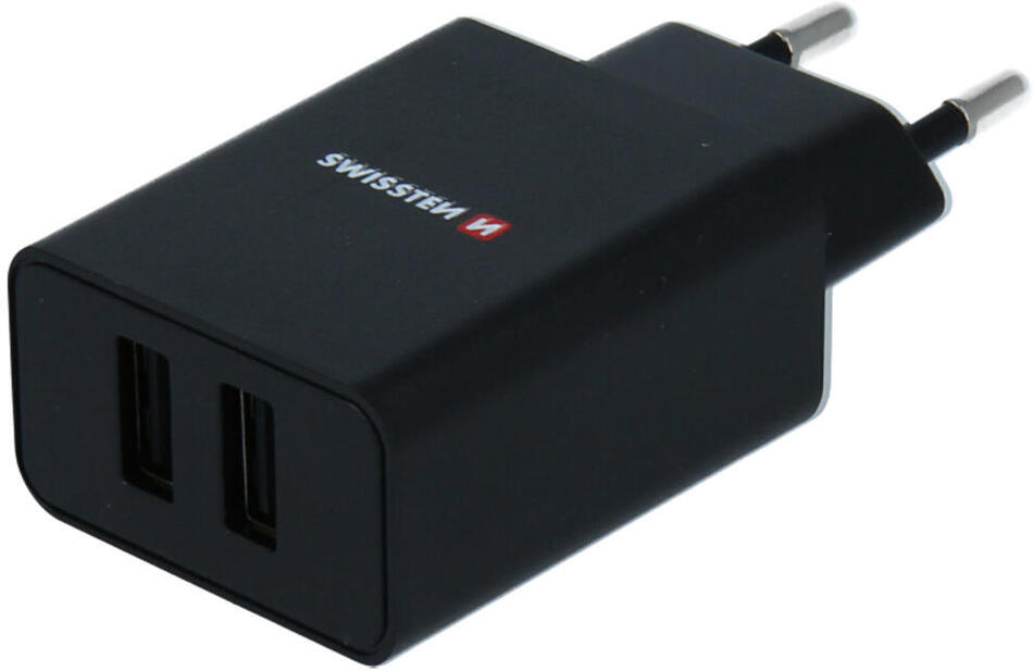 SWISSTEN SÍŤOVÝ ADAPTÉR SMART IC 2x USB 2,1A POWER + DATOVÝ KABEL USB / LIGHTNING MFi 1,2 M ČERNÝ