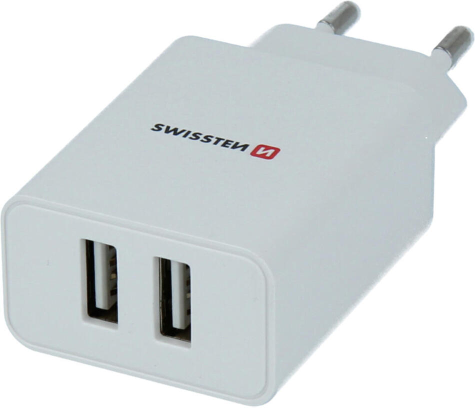 SWISSTEN SÍŤOVÝ ADAPTÉR SMART IC 2x USB 2,1A POWER + DATOVÝ KABEL USB / MICRO USB 1,2 M BÍLÝ
