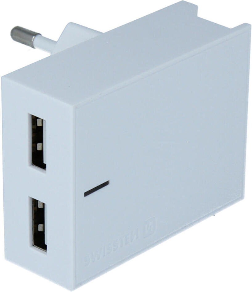 SWISSTEN SÍŤOVÝ ADAPTÉR SMART IC 2x USB 3A POWER + DATOVÝ KABEL USB / LIGHTNING 1,2 M BÍLÝ