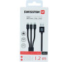 DATOVÝ KABEL SWISSTEN TEXTILE 3in1 MFi 1,2 M ČERNÝ (Lightning, USB-C, Micro USB)