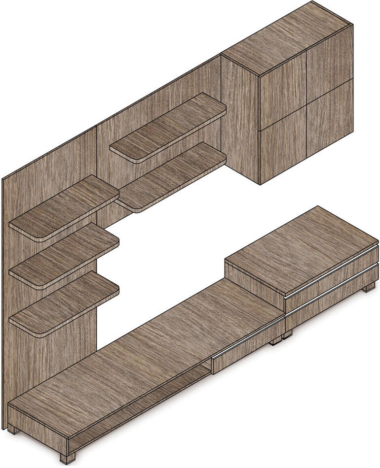 Obývací stěna 300x59x210cm, mdf, hnědá, 9HQ08 Autronic