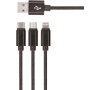 Kabel Setty 3v1 USB/microUSB, Lightning, USB-C 1m 2A černý