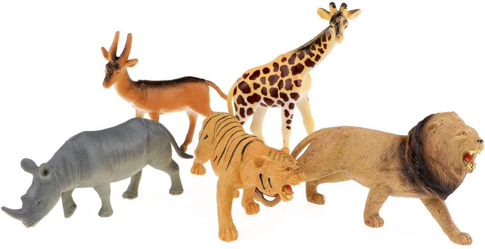 Teddies Zvířata safari plast 11-15cm 5ks v sáčku
