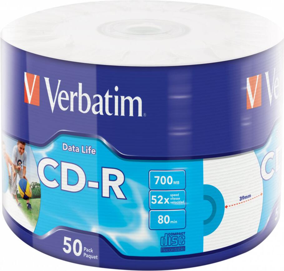 VERBATIM CD-R 700MB/ 52x/ 80min/ printable/ 50pack/ wrap (43794)