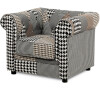 Křeslo, látka černobílá patchwork, plast černá Autronic AK-111 PW4, Vícebarevná