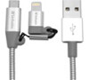 VERBATIM kabel Lightning + Micro B USB Cable Sync & Charge 100cm (Silver), 2 in 1 cable (48869)