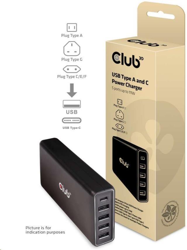 Club 3D Club3D Nabíječka USB Typ A a C, 5 portů, 111 W (CAC-1903EU)