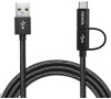 ADATA Sync & Charge kabel - USB A 2.0, 2v1, microUSB + USB-C, 100cm, černý (ACM32IN1-100CMK-CBK)