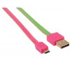 MANHATTAN Flat Micro-USB Cable 1 m (3 ft.), Pink/Green (391443)