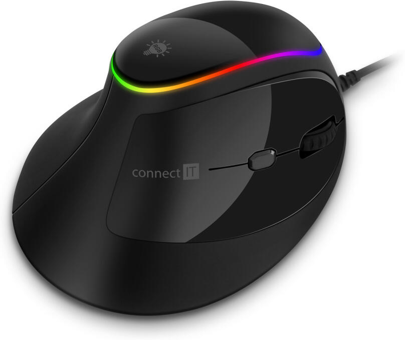 CONNECT IT GAME FOR HEALTH ergonomická vertikální myš, podsvícená, drátová, ČERNÁ (CMO-2800-BK)