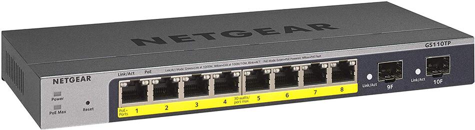 NETGEAR 8P GE POE SMART MANAGED PRO SWITCH (GS110TP-300EUS)