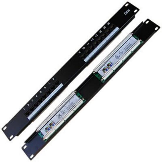 HB-DIGITAL Pannello Patch Cat 5e 16 Porte RJ45 Schermato | 1U 19" | LSA TIA568A/B | Per Rack Server | Include Viti E Fascette | Bianco