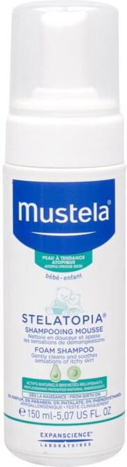 Šampon Mustela Bébé Stelatopia Foam Shampoo, 150 ml