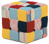 Taburet kostka, látka patchwork, kluzáky plast Autronic (AK-135 PW2)