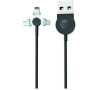 Datový kabel Forever Core 3v1 magnetický micro USB+Lightning+USB-C 1m 2,5A textilní černý