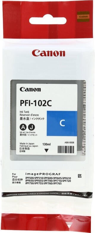Inkoustová náplň Canon PFI-102C, 130ml  originální - modrá