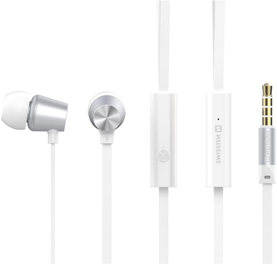 SLUCHÁTKA SWISSTEN EARBUDS DYNAMIC YS500 STŘÍBRNO/BÍLÁ