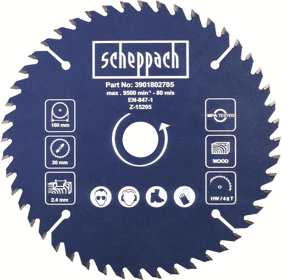 Scheppach Pilový kotouč TCT ( 160 x 20 x 2,4 mm, 48 Z ), pro DIVAR 55 / PL 55