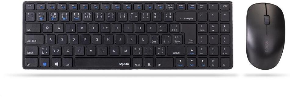 RAPOO set klávesnice+myš 9300M, Wireless Multi-Mode Slim Mouse and Ultra-Slim Keyboard, černá