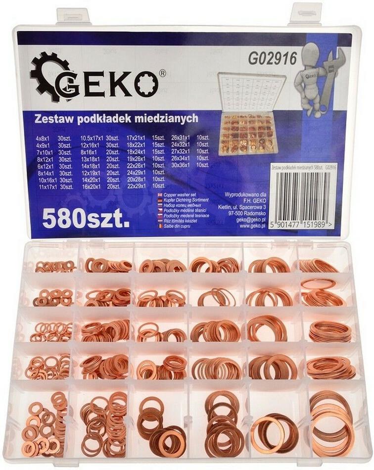 Sada měděných podložek 580 ks GEKO
