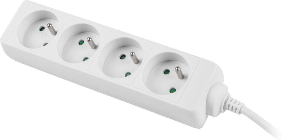 NATEC prodlužovací kabel Lanberg PS0, 4 zásuvky, 1,5m, bílá (PS0-04E-0150-W)