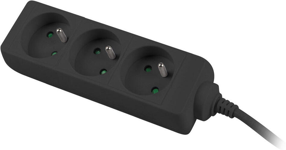 NATEC prodlužovací kabel Lanberg PS0, 3 zásuvky, 3m, černá (PS0-03E-0300-BK)