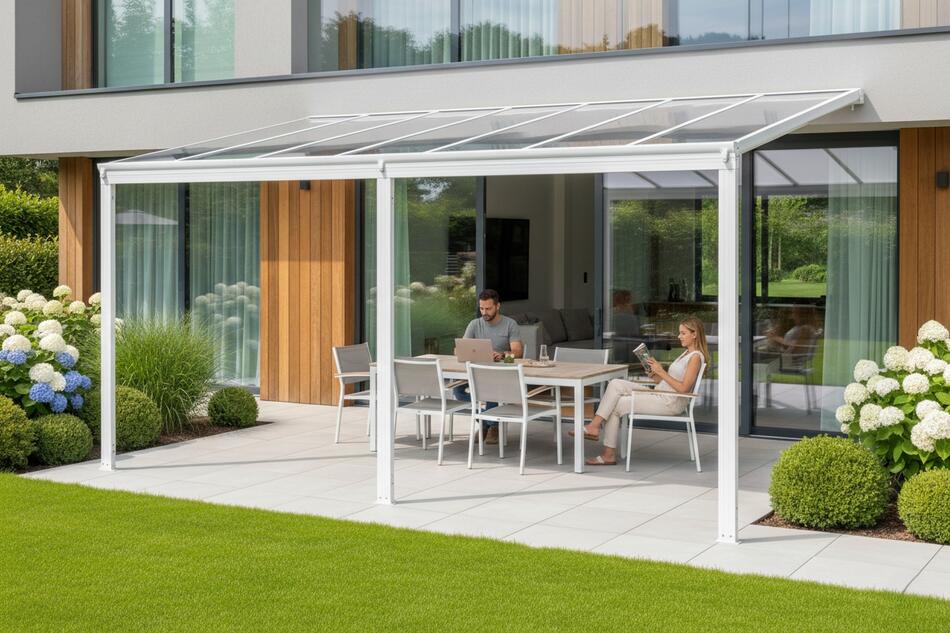 Pergola LANITPLAST WALL 53 hliníková, bílá/čirý