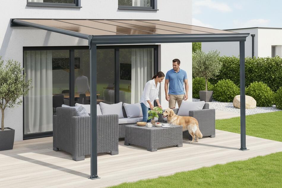 Pergola LANITPLAST WALL 33 hliníková, antracit/bronz