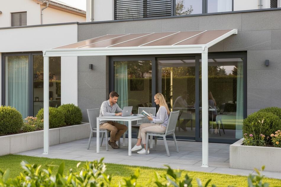 Pergola LANITPLAST WALL 33 hliníková, bílá/bronz