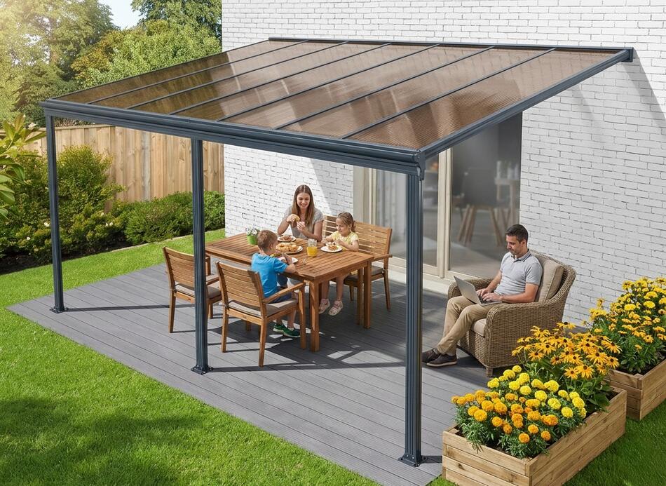 Pergola LANITPLAST WALL 43 hliníková, antracit/bronz
