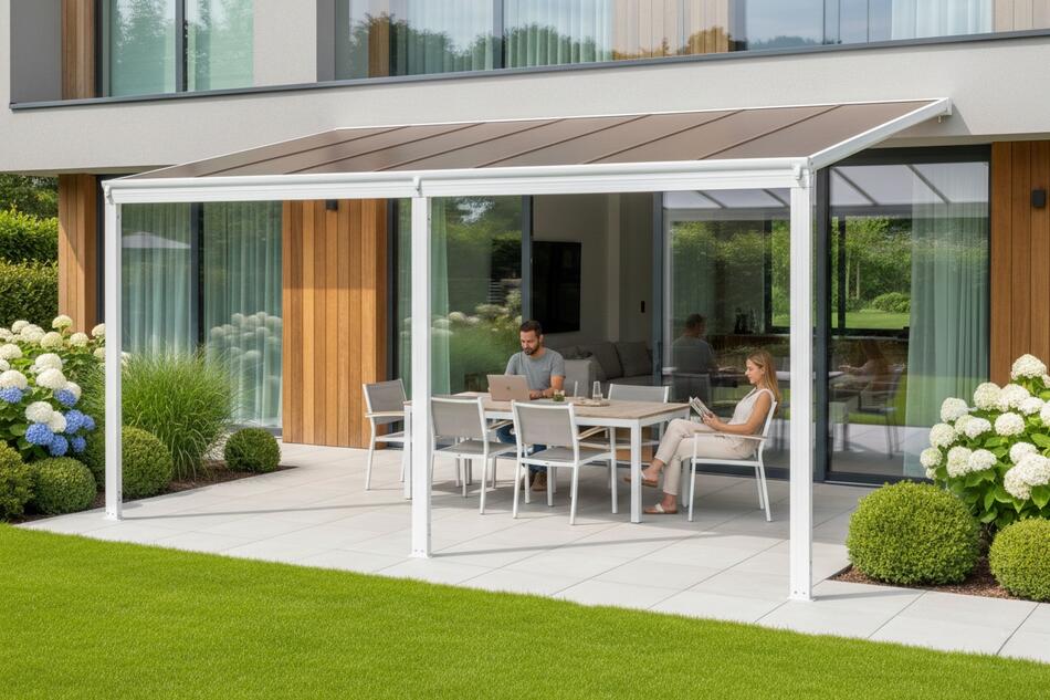 Pergola LANITPLAST WALL 43 hliníková, bílá/bronz